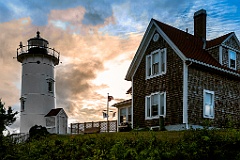 Dramatic Sunset Behind Nobska Lighthouse on Cape Cod